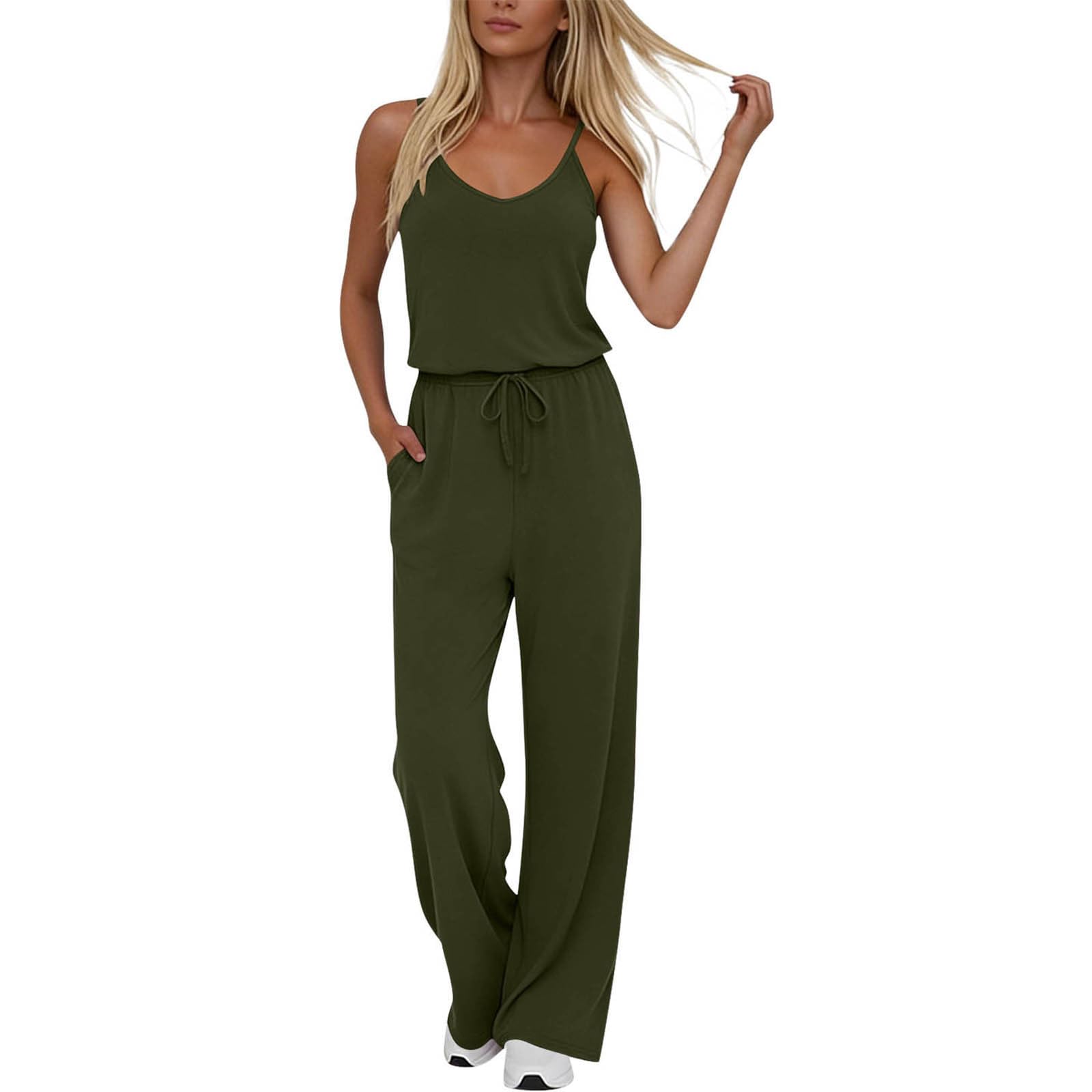 

Thin Sleeveless Camisole Pants Loose Fashion Cotton Linen Set L