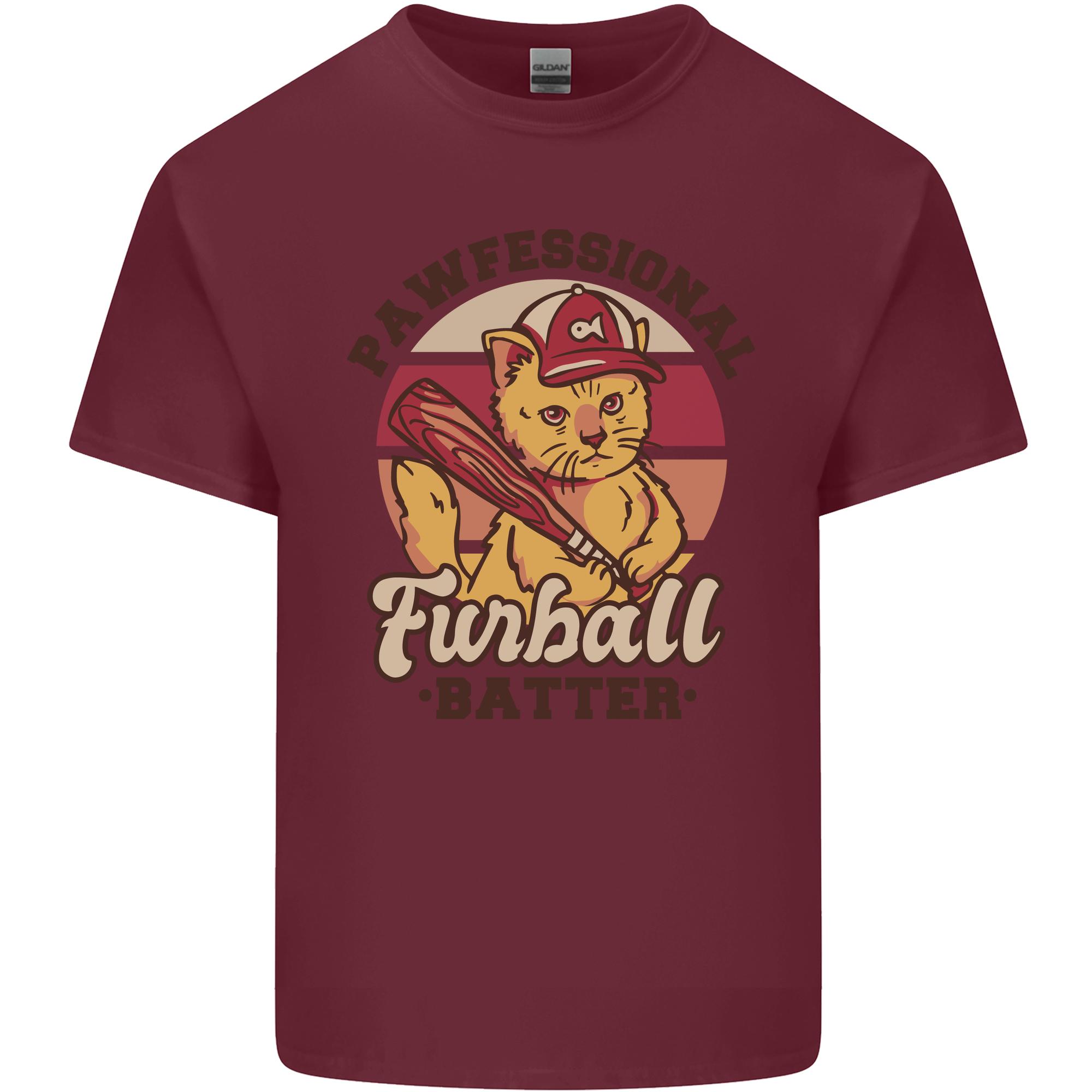 Furball Batter Funny Cat Baseball Humour Unisexs Light Cotton TShirt S