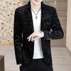 Men's Gold Velvet Slim Fit Korean Style Blazer - Casual, Stylish Suit Jacket