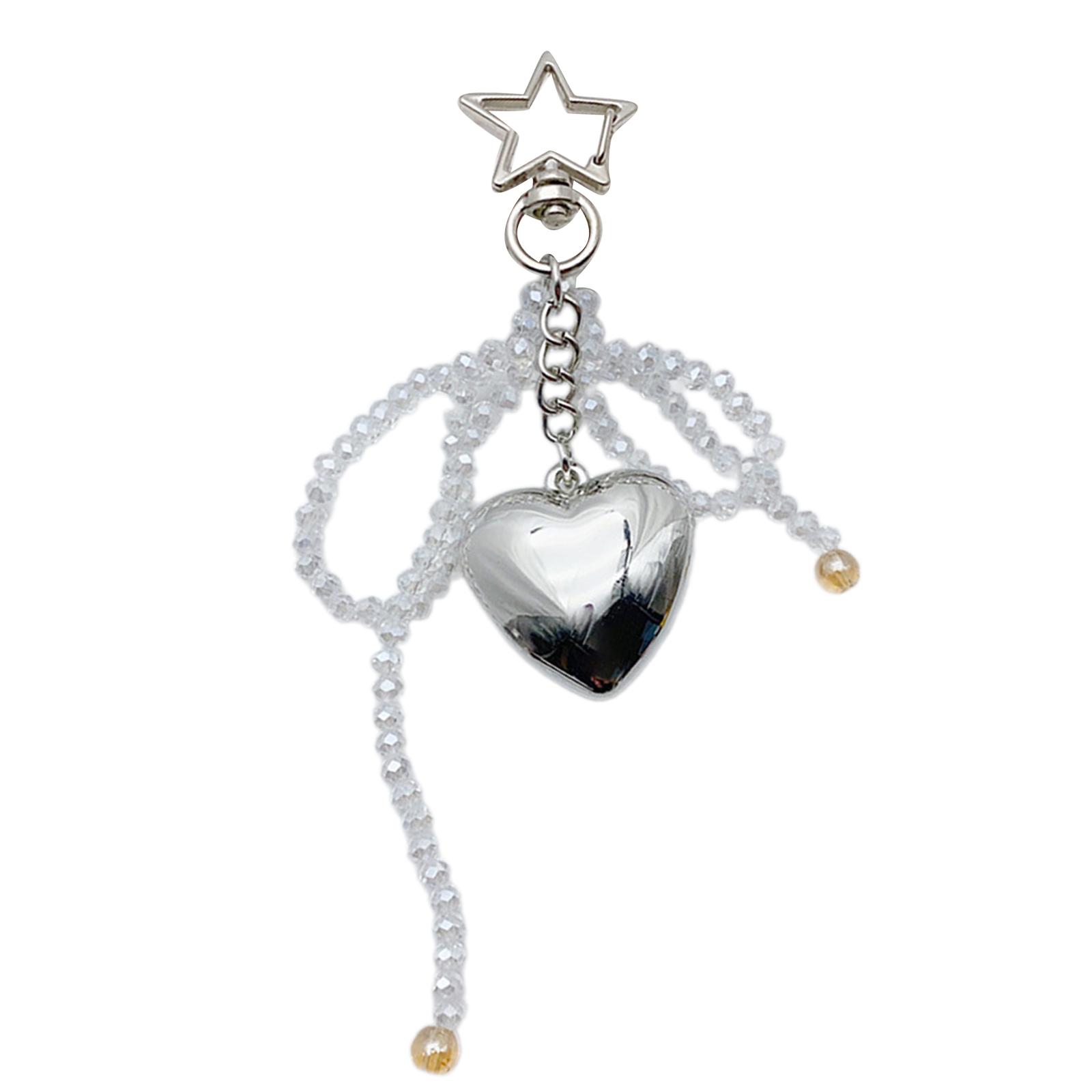 

Модный бисерный шнурок для телефона Стильный брелок-сердечко Аксессуар Бантик Подвеска-сердечко Украшение Уникальные брелоки белый