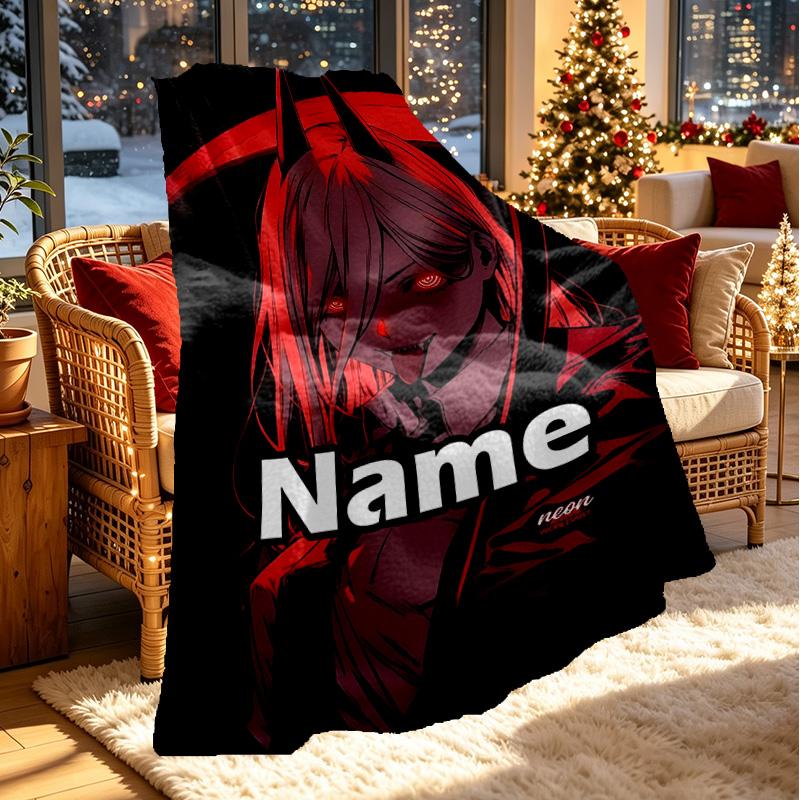 Custom Name Personalized Makima Chainsaw Man Print Blanket, Home Decor, Bedroom, Sofa, Camping, Couch, Gifts for Birthday ChristmasEnthusiasts