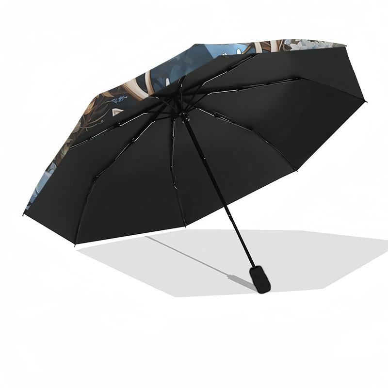 1pc Deer umbrella automatic open/close, 8-Rib Durable Frame, Compact Folding Design, Ideal Birthday/Holiday Gift 1143A