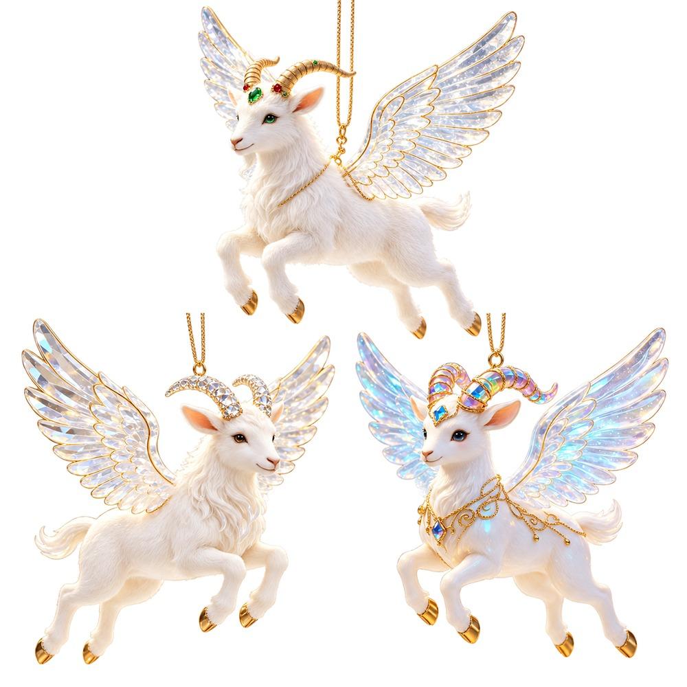 Shining Goat Hanging Ornament Set 2D Flat Christmas Tree Ornament New Keychain  Bag Charms