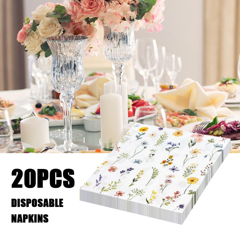 In-Stock Multicolor Floral Disposable Party Napkins