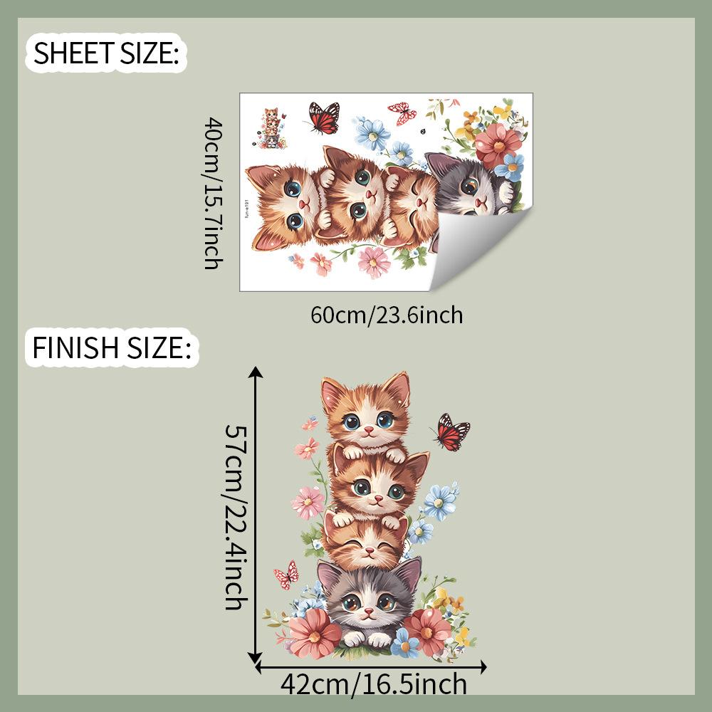 

Котенок Человеческая Пирамида Бабочка Цветы Спальня Гостиная Прихожая Домашний Фон Украшение Наклейки на Стену
