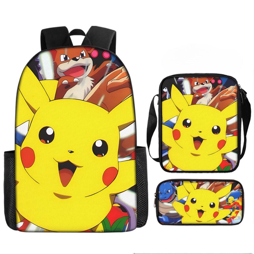Elementary School Backpack Set 3-Piece Large Capacity Fashion Oxford Cloth Shoulder Bag