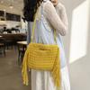 Yogodlns Knitted Tassel Bag New Summer Vacation Style Single Shoulder Diagonal Cross Woven Bag Fashionable Simple Women's Handbag