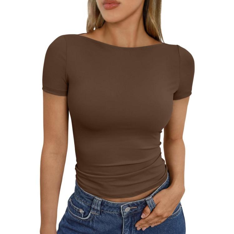 Casual Slim Fit Short Sleeve Shirt Women's Fashion Outerwear Top