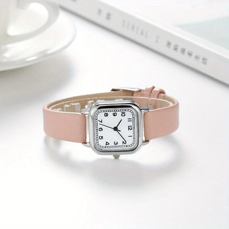 Casual Square Pointer Quartz Watch Analog PU Leather Wristwatch For Women Girls Students