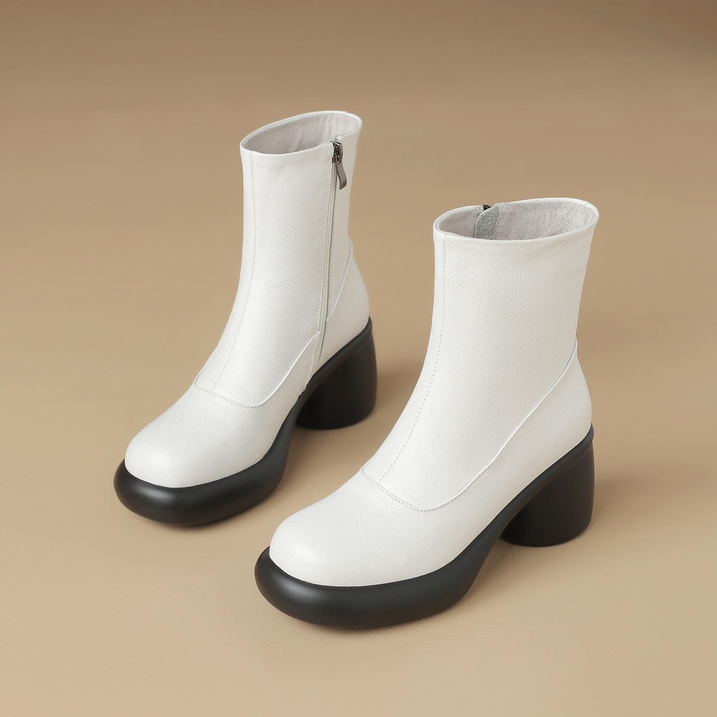 

2025 Женские осенне-зимние черные ботинки мартин из натуральной кожи на массивной платформе и толстом каблуке 39