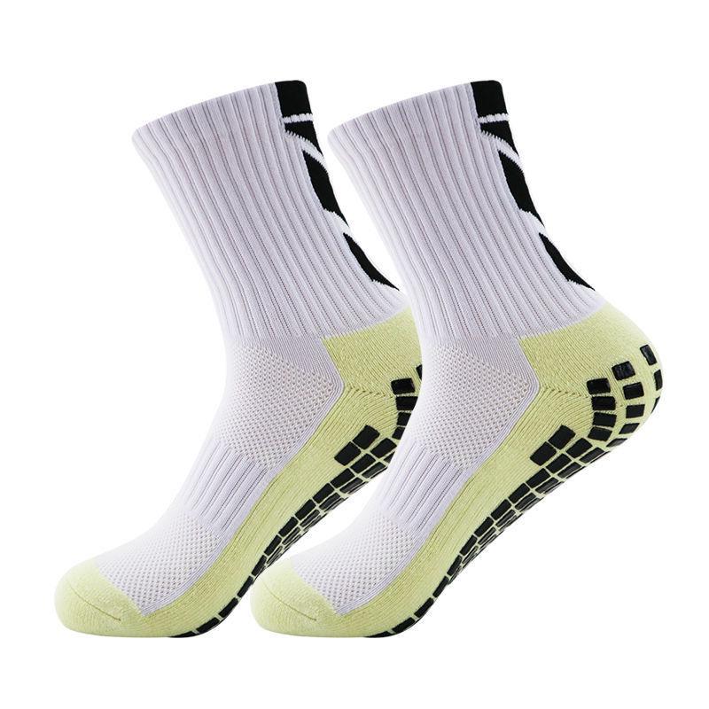 Non-slip Mid-calf Outdoor Football Socks – Breathable, Sweat-absorbing, Wear-resistant with Towel Bottom & Dot Glue Grip