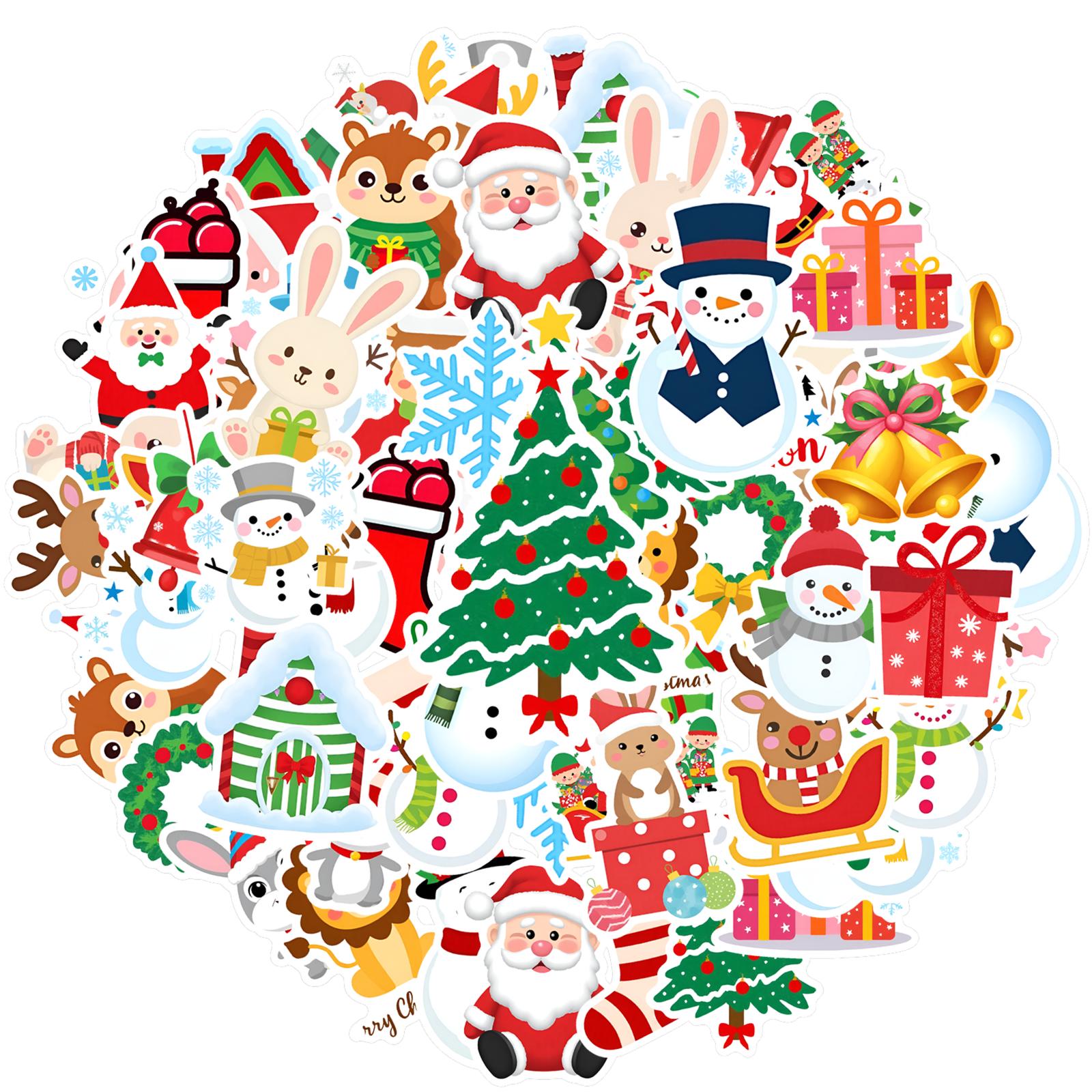 

35pcs-50pcs Jolly Christmas Stickers Cartoon Celebration Stickers DIY Stickers For Notebook Luggage Mobile Phone Cup
