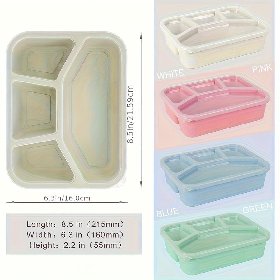 Student Square Lunch Box 4 Compartments, Bento Box Snack & Dry Fruit Container, Food Storage Snack Plate, Leak-Proof