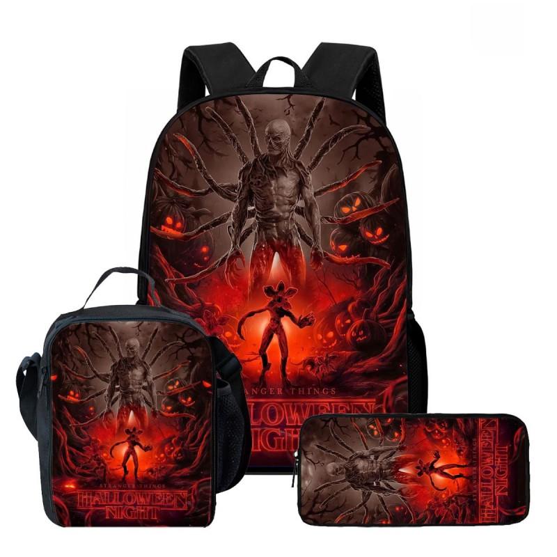 Kids Cartoon Printed Backpack Set Elementary School Bookbag Lunch Bag Pencil Case 3-Piece Bundle With Ergonomic Support