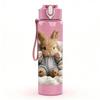 1PC Bunny Rabbit Wrapped In Blanket Print 750ml Color Plastic Sports Water Bottle Leakproof Flip Straw Lid Suitable for Sports Office Home Use