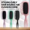 Anti Static Comb Curl Define Styling Brush 3 Prong Wide Teeth Air Cushion Massage Brush for Home Salon Curly Hair Wet Dry Use