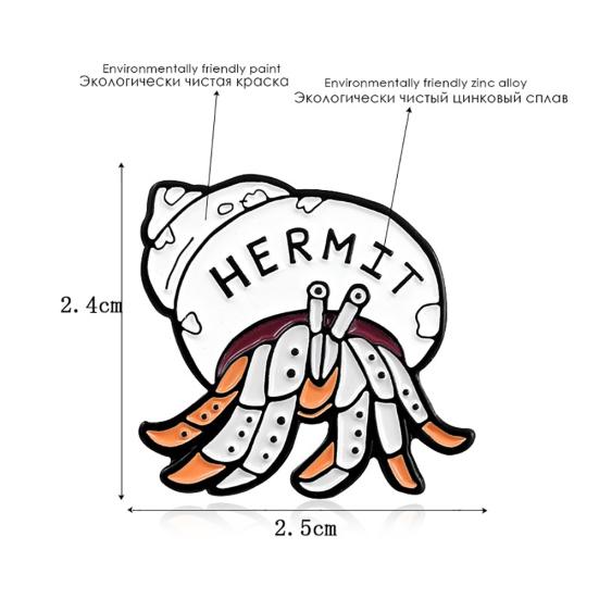 Cartoon Hermit Crab Enamel Brooch Pin Unisex Badge Denim Coat Clothes Decor