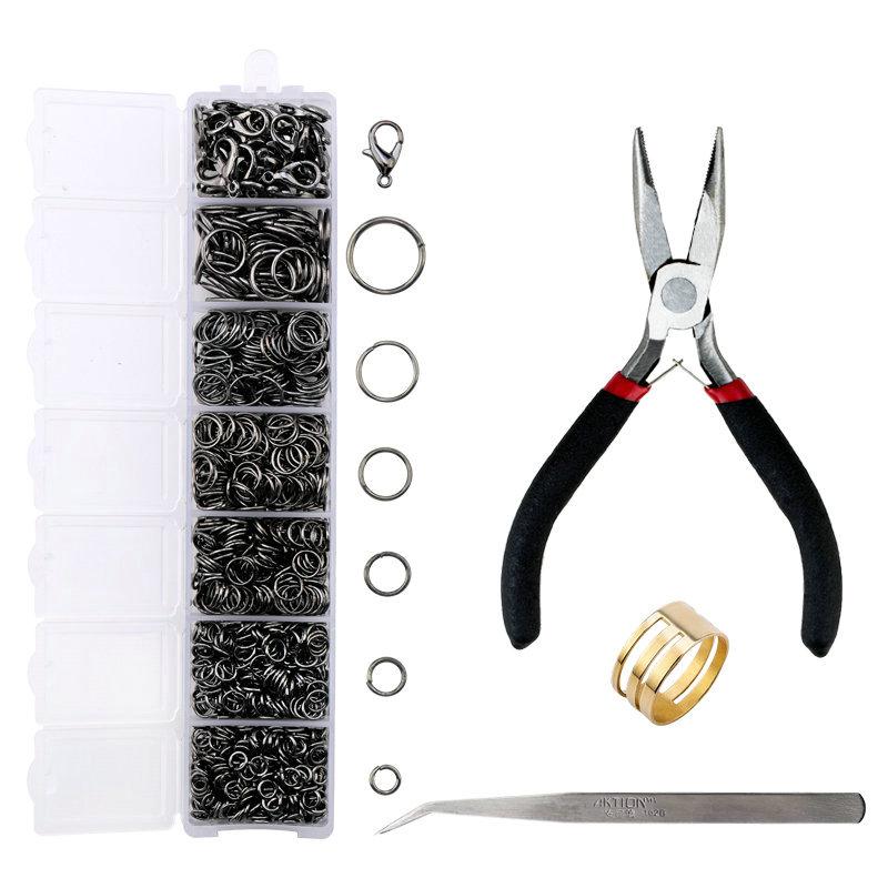 A Set Jewelry Findings Tool Set Open Jump Rings,Jewelry Pliers, Lobster Clasps hooks, jewelry tweezers Jewelry Making Supplies