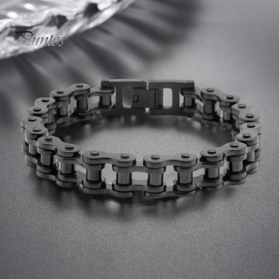 Unisex náramek design motocyklového řetězu nerezová ocel punk hip-hop styl lesklý hladký náramek na zápěstí pro různé příležitosti