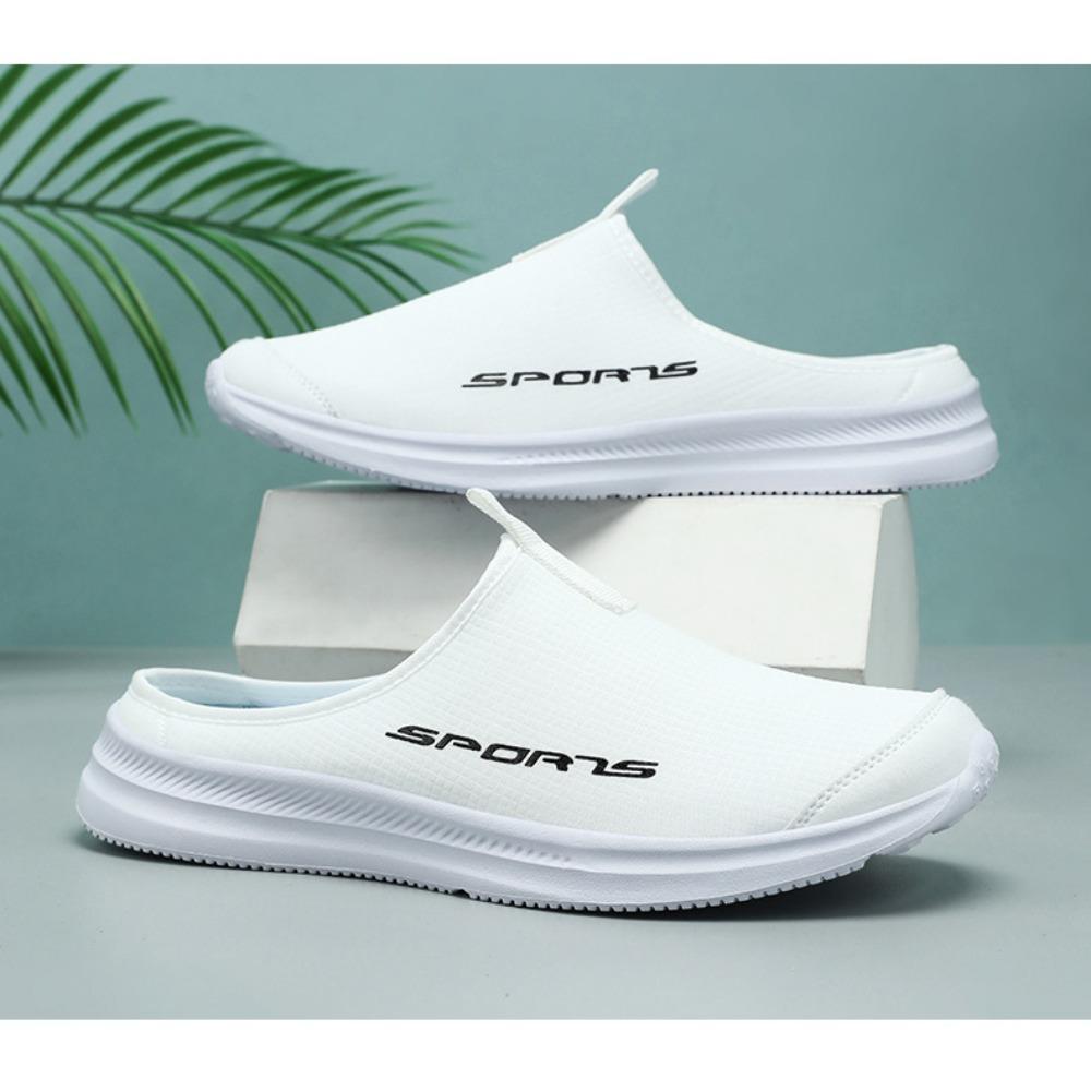 Herren Halbschuhe Große Größe, Sommer Outdoor Atmungsaktive Slip-on Bequemschuhe, Geschlossene Zehenpartie Hinten Offen Lässige Schuhe