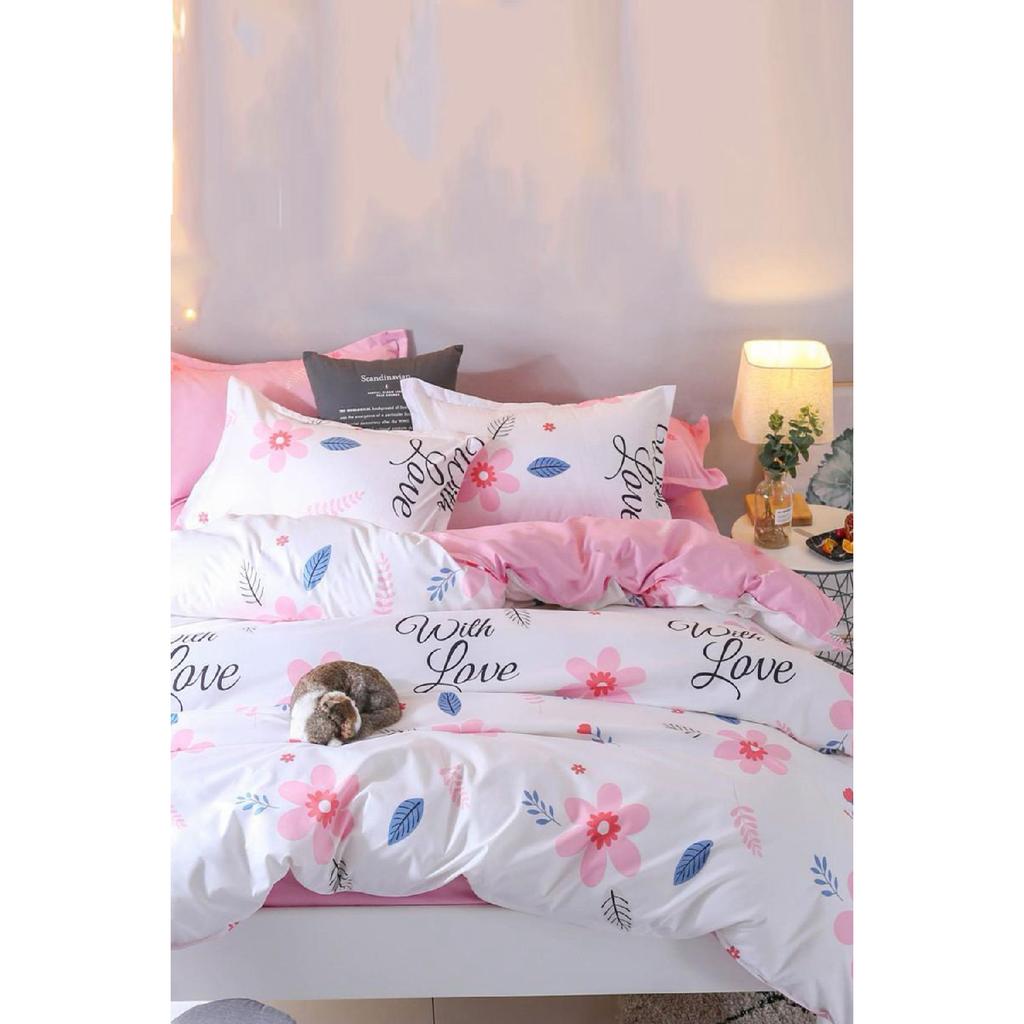 Double-sided Single Duvet Cover Set With Elastic Sheet