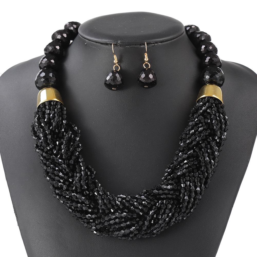 Bohemian Multi-Layer Beaded Necklace Set: Cross Weave & Retro Ethnic Style for Women