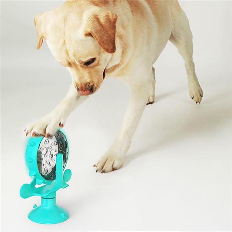 M-Modern-Dog Puzzle Interactive Cat Slow Feeder Windmill Treat Dispensing Dog With Powerful Suction Cup Pet Treat