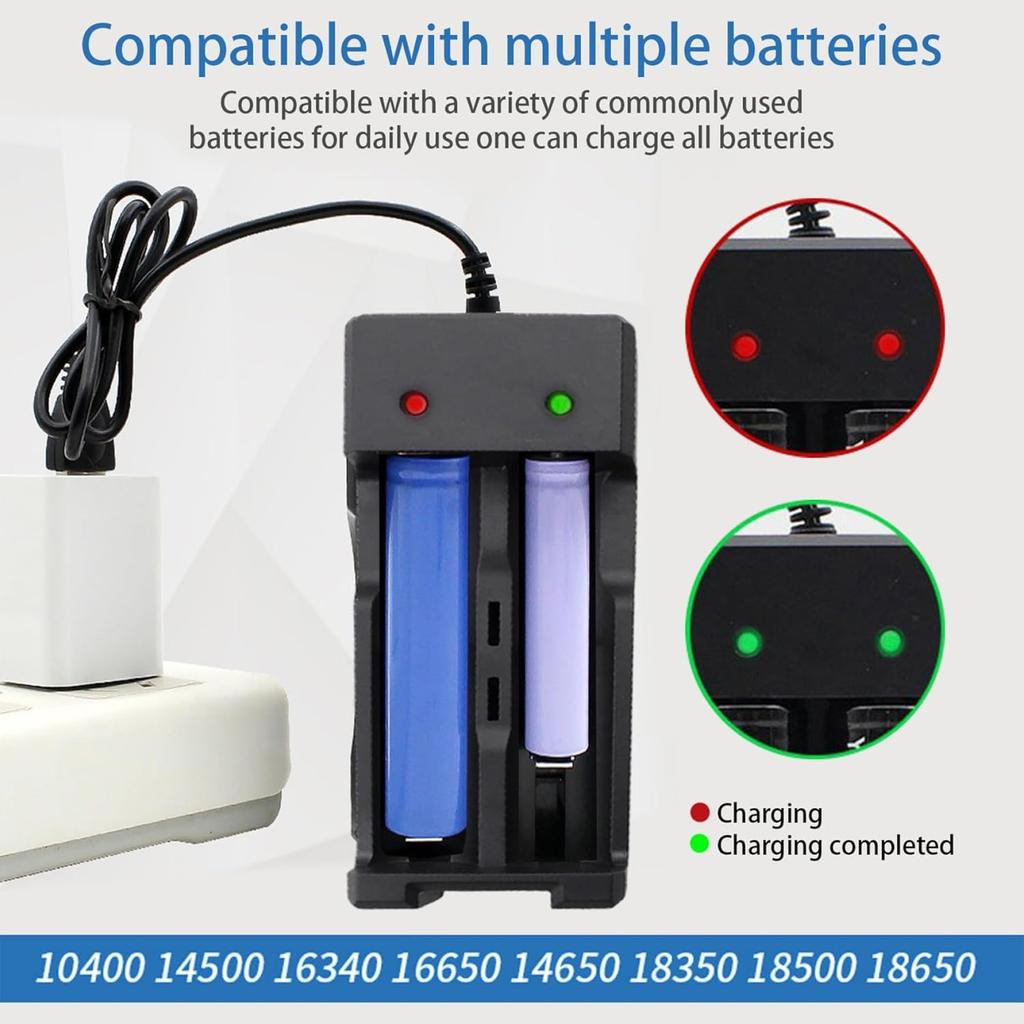 Battery Chargers, 18650,26650,21700,14500,16340 Prevent Overcharging Safety Guarantee Battery Chargers with Double Slot for