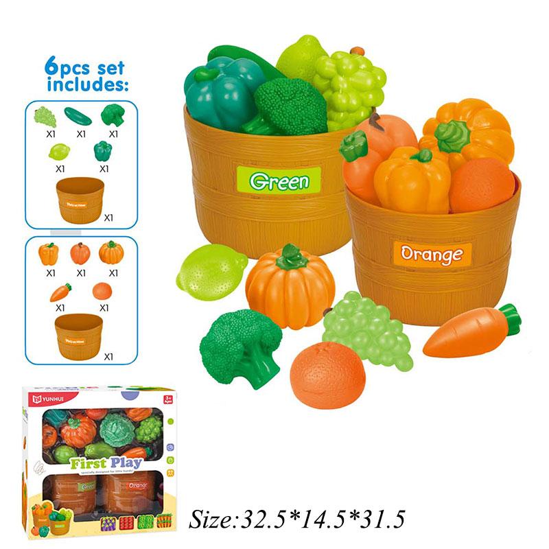 

Цветные игрушки Монтессори с фруктами/овощами, имитация еды, ролевые игрушки, ролевые игры, кухонная классификация пищевых цветов, развивающие игрушки