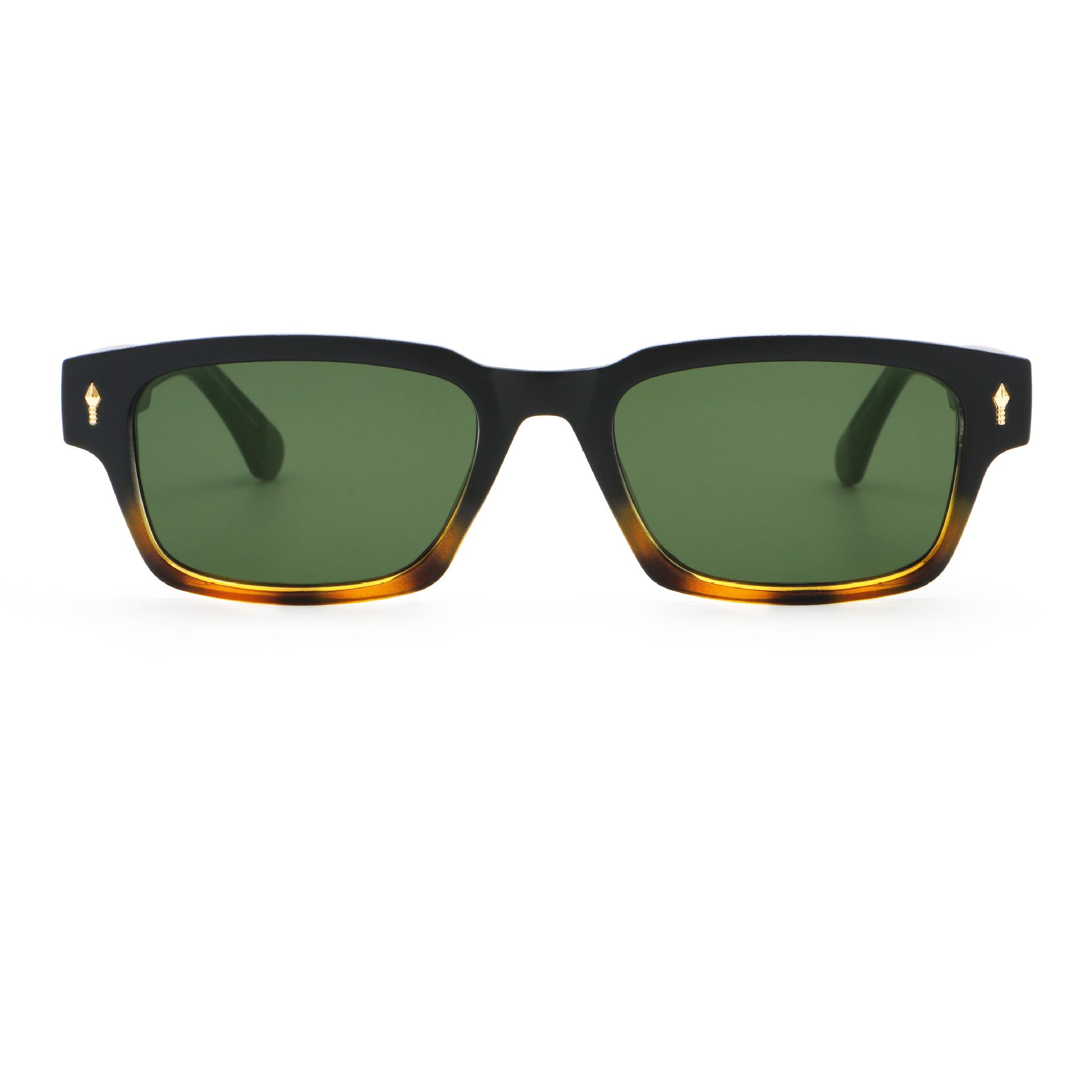 9885 High-End Unisex Retro Square Sunglasses with Metal Studs - European and American Fashion Style