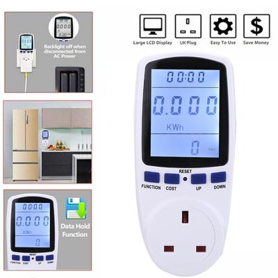 UK Plug-in Electricity Power Consumption Meter Energy Monitor Watt Kwh Analyzer