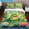 Frog In Top Hat Serenade 3pcs Bedding,Including 1pc Duvet Cover And 2pcs Pillowcases Perfect for Christmas,Ideal for Bedroom, Dormitory