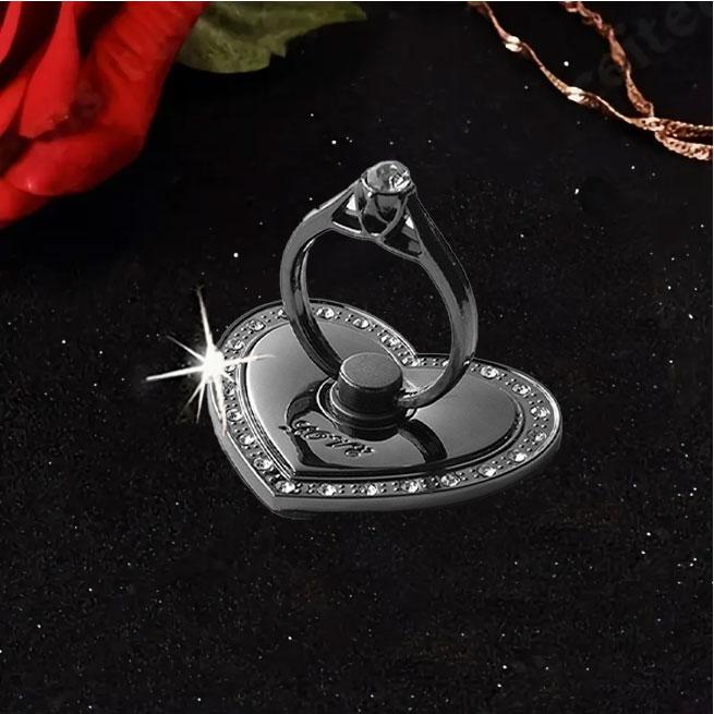 Support Anneau Support Stand pour Téléphone Portable Cœur Diamant Rotation à 360 Degrés Poignée Digitale Béquille Convient pour Coque de Téléphone iPhone Xiaomi Samsung
