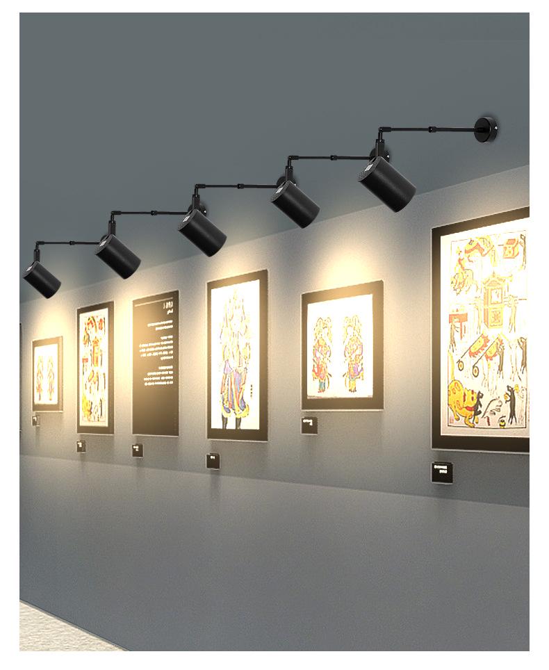 Adjustable Wall-Mounted LED Spotlight with Telescopic Arm for Exhibitions and Paintings