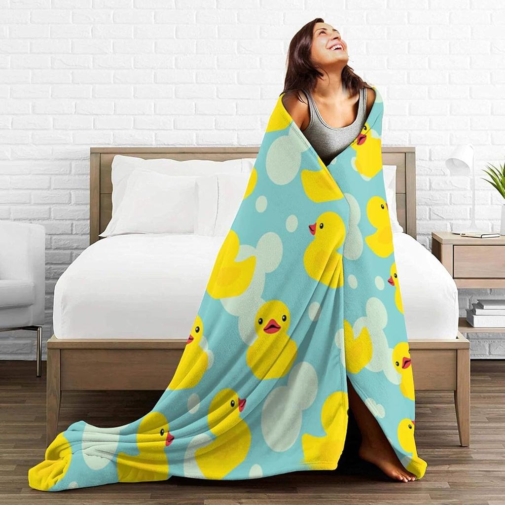 Yellow Cartoon Duck Flannel Fleece Throw Blankets for Bed Sofa Living Room Soft Blanket Warm Throw Blanke
