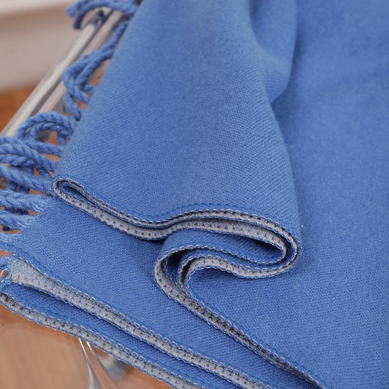 Double-Sided Women's Wool and Cashmere Scarf - Warm, Thickened Shawl for Autumn/Winter