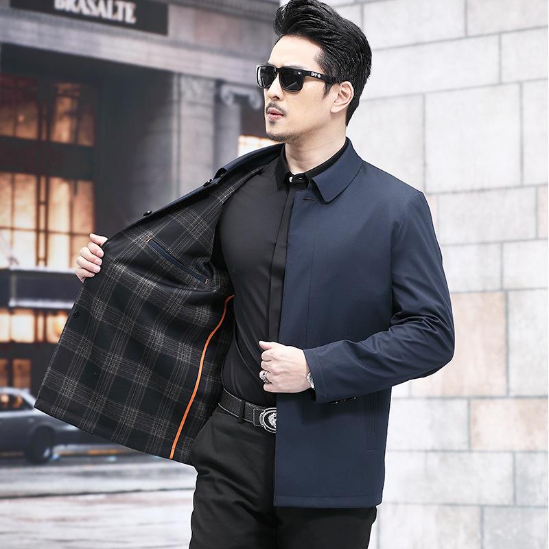 Spring and Autumn Business Style Jacket Jacket Simple Dad Outfit Middle-aged Men's Lapel Top Jacket