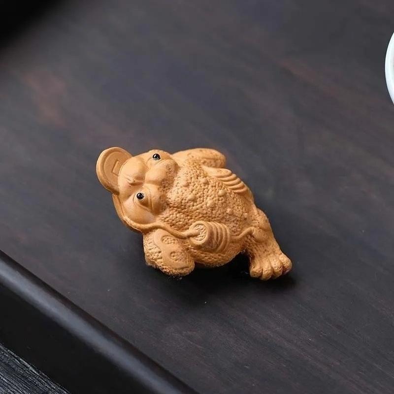 Purple Clay Small Tea Pet Golden Toad Wealth Attraction Creative Toad To Raise Tea Tray Decoration Kung Fu Teaware Accessories
