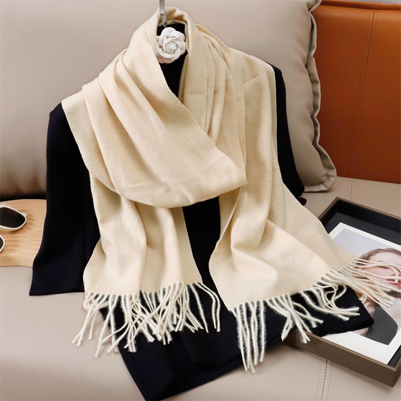 New Winer Warm Cashmere Scarf for Women Fashion Solid Thick Blanket Pashmina Shawl Wrap Female Bufanda Echarpe Foulard