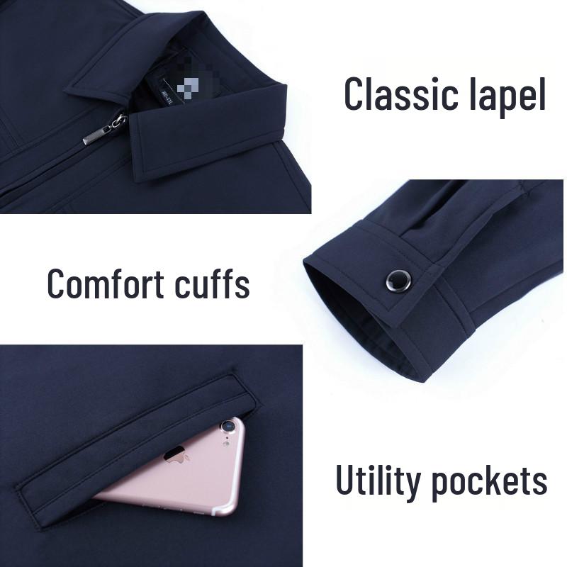 Men's Lapel Jacket - Mid-Aged & Elderly Spring/Autumn/Winter Overcoat Dad's Wear