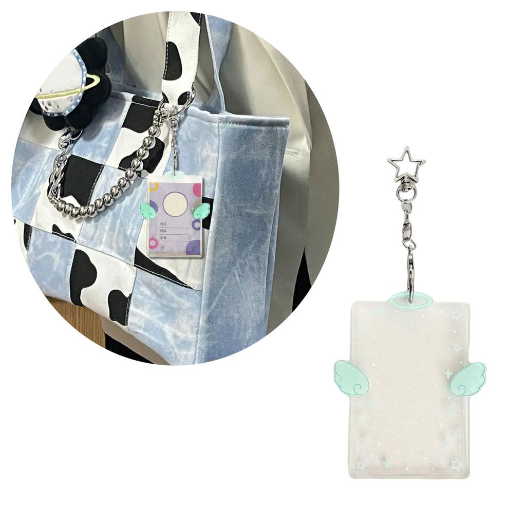 Kpop Photocard Holder Keychain ID Badge Holder with Keychain Student Bus Card Pendant Keychain for School Office Travel