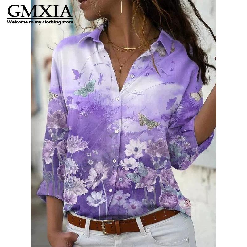 GMXIA 38 Color Women's Fashion Casual Long Sleeve POLO Neck Leisure Blouses & Shirts