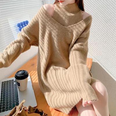 Set Trui Dames Halflange hoge hals Gebreide tweedelige set voor dames Herfst en winter Koreaanse uitloper Trui Pullover Dames