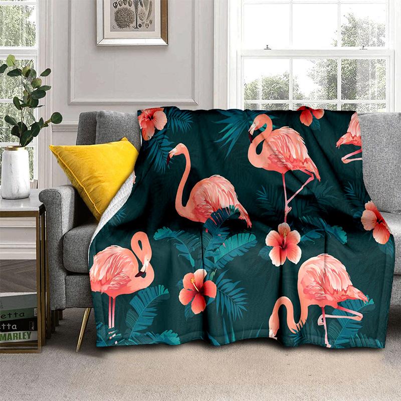 HD Pink Flamingo Bird Rainforest Cartoon Blanket,Soft Throw Blanket for Home Bedroom Bed Sofa Picnic Travel Cover Blanket Kids