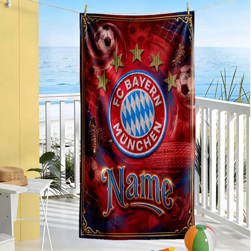Bayern Munich Fan Gear Personalized Name Beach Towel Super Soft Microfiber Quickdry Fabric Suitable for Swimming Gym Camping Yoga Vacation