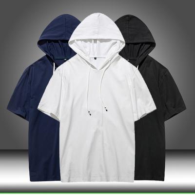 Herren-T-Shirt aus reiner Baumwolle mit Kapuze und kurzen Ärmeln