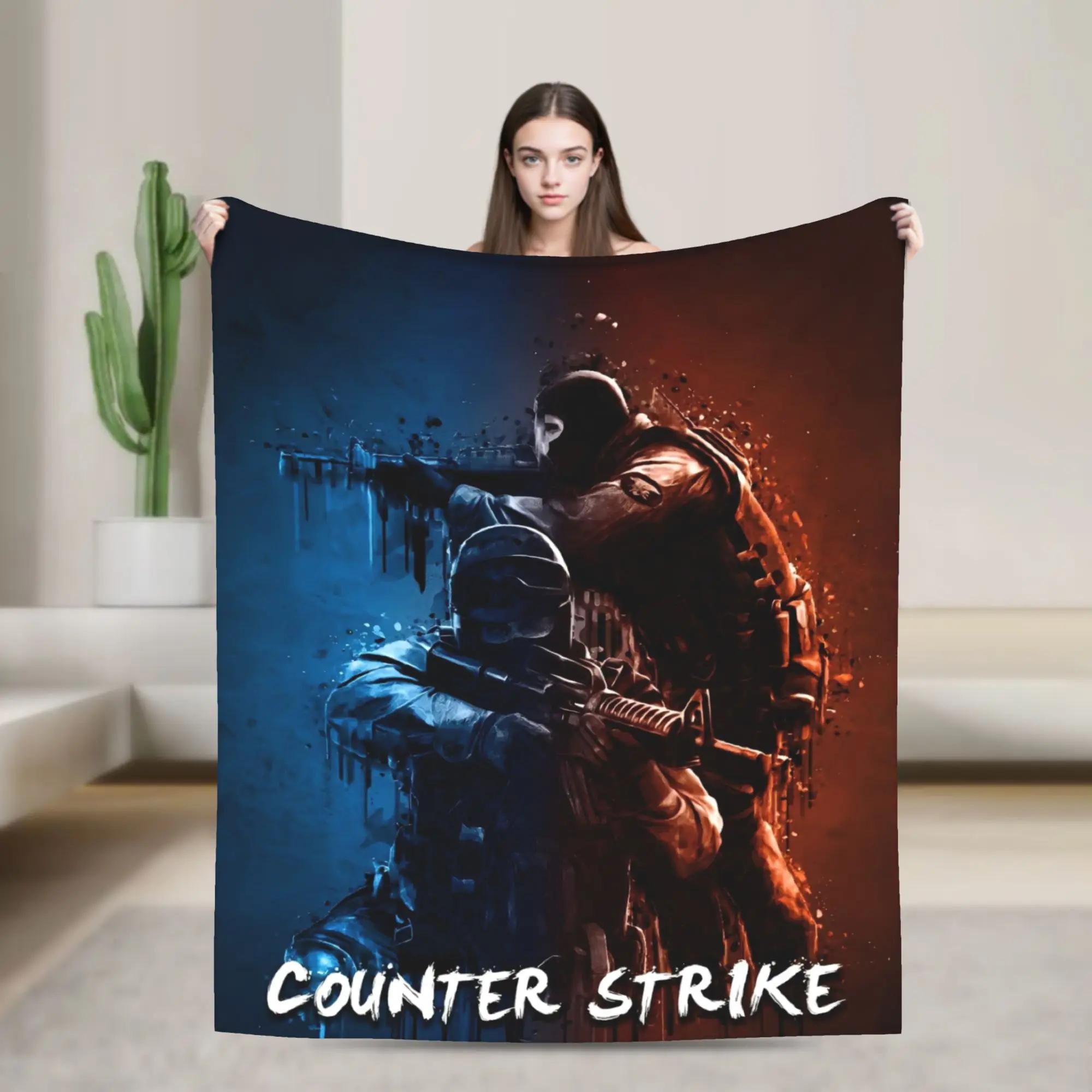 Counter Strike CSGO Knitted Blanket Shooting Game Art Flannel Throw for Bed Travel Decoration Soft MultiFunction Blanket 75x90cm