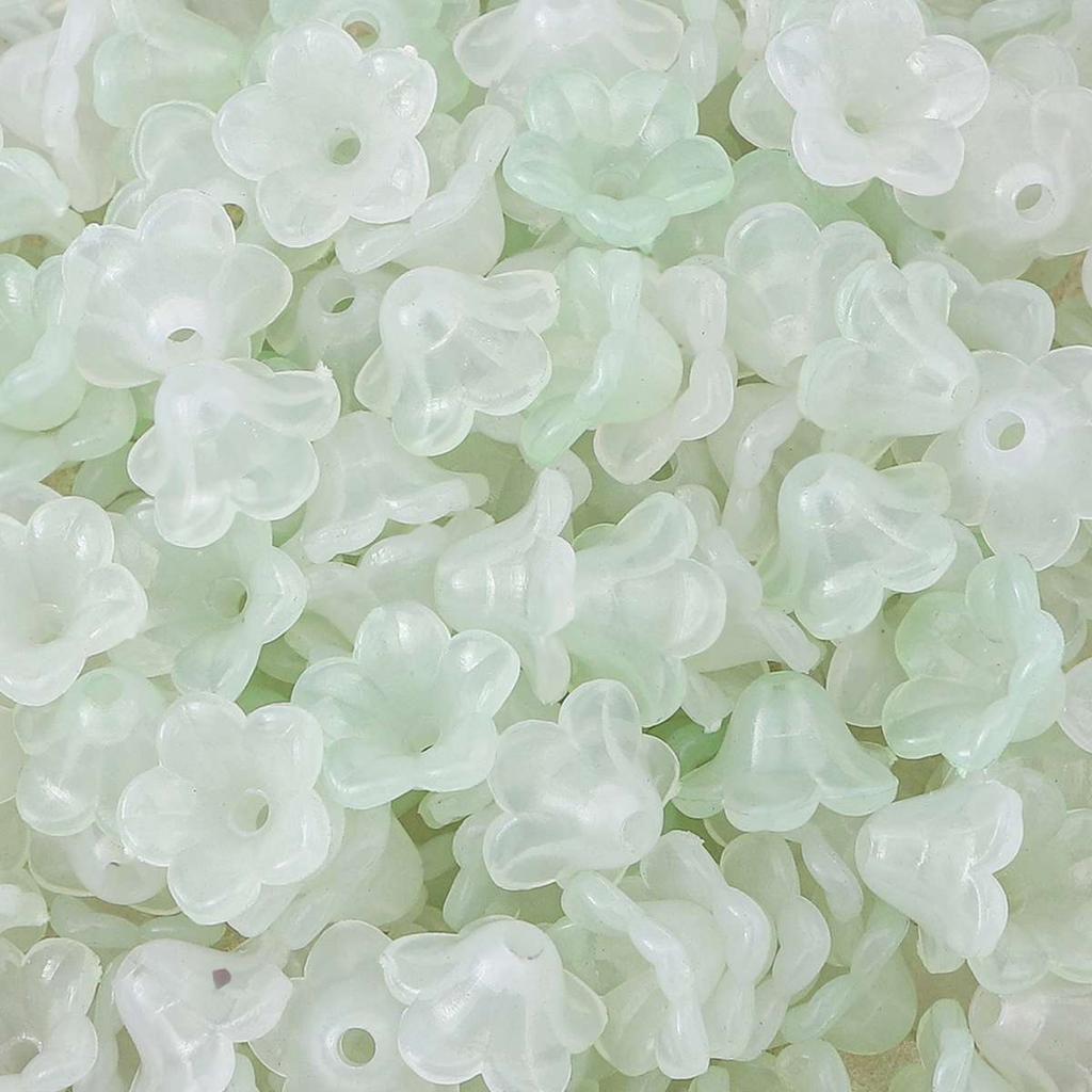 500g Acrylic Bellflower Beads Gradient AB Colorful Charm Trumpet Flower Pendant for DIY Jewelry Making Earrings Accessories