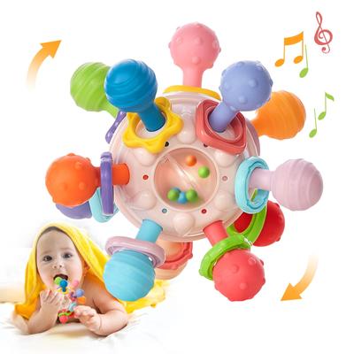 Montessori Baby Beißspielzeug Sensorisches Kauen Beißball Rassel Greifaktivitäten Babyspielzeug für 0-18 Monate Mädchen Jungen Geschenke