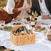 Portaposate Piatto Intrecciato a Mano in Rattan-Portaposate in Giacinto d'Acqua per Piano di Lavoro con Manico,Porta Utensili per Cucina